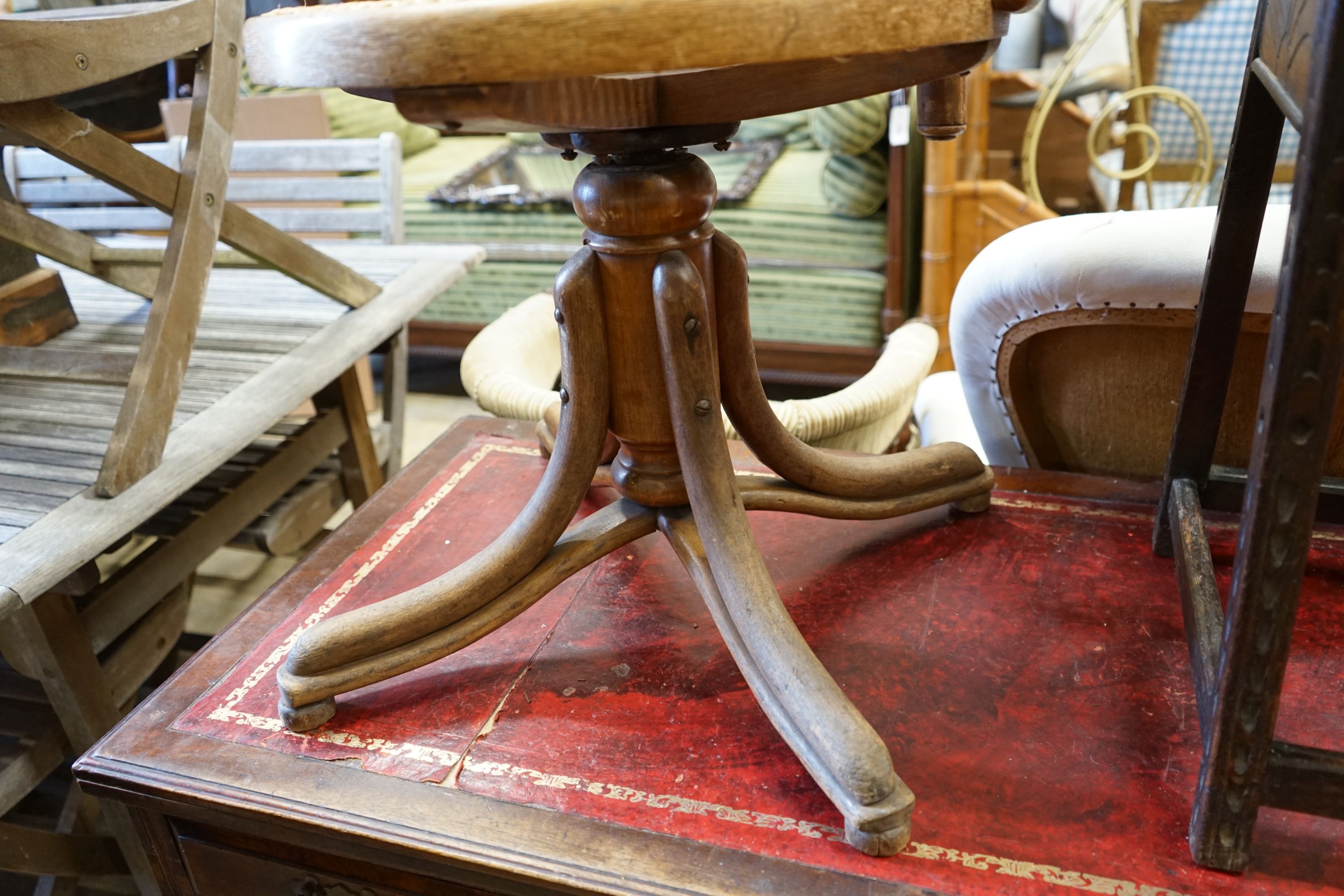 A cane seat bentwood office chair